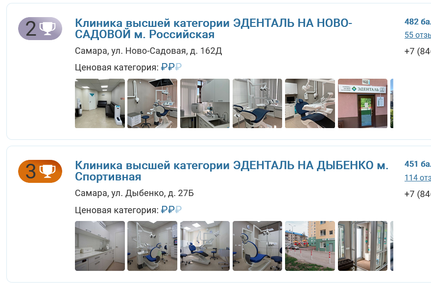 Экспертный рейтинг стоматологических клиник Самары 2025 (2 – 4 места)